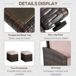 Outsunny 7-Seater Patio PE Rattan Wicker Table & Cushion Set - Mixed Brown - 861-040V70 -OUTSUNNY Sales Shop o u outsunny 861 040v70 details