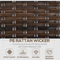 Outsunny 7-Seater Patio PE Rattan Wicker Table & Cushion Set - Mixed Brown - 861-040V70 -OUTSUNNY Sales Shop o u outsunny 861 040v70 wicker