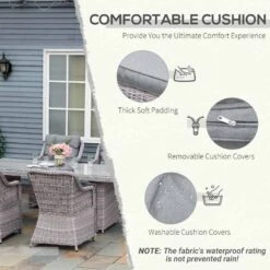 Outsunny 7 Piece PE Rattan Wicker Dining Table & Chair Set - Grey - 861-055V70 -OUTSUNNY Sales Shop o u outsunny 861 055v70 cushion