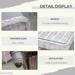 Outsunny 7 Piece PE Rattan Wicker Dining Table & Chair Set - Grey - 861-055V70 -OUTSUNNY Sales Shop o u outsunny 861 055v70 details