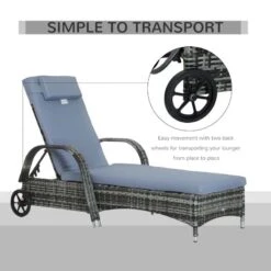 Outsunny Rattan Reclining Sun Lounger - Grey - 862-005V01GY 13 Outsunny Rattan Reclining Sun Lounger - Grey - 862-005V01GY -OUTSUNNY Sales Shop o u outsunny 862 005v01gy 2