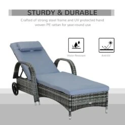 Outsunny Rattan Reclining Sun Lounger - Grey - 862-005V01GY 14 Outsunny Rattan Reclining Sun Lounger - Grey - 862-005V01GY -OUTSUNNY Sales Shop o u outsunny 862 005v01gy 3