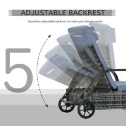 Outsunny Rattan Reclining Sun Lounger - Grey - 862-005V01GY 16 Outsunny Rattan Reclining Sun Lounger - Grey - 862-005V01GY -OUTSUNNY Sales Shop o u outsunny 862 005v01gy 5