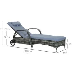 Outsunny Rattan Reclining Sun Lounger - Grey - 862-005V01GY 12 Outsunny Rattan Reclining Sun Lounger - Grey - 862-005V01GY -OUTSUNNY Sales Shop o u outsunny 862 005v01gy dimensions