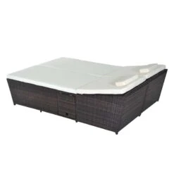 Outsunny Double Rattan Sun Lounger Day Bed - Brown/Cream - 862-007 11 Outsunny Double Rattan Sun Lounger Day Bed - Brown/Cream - 862-007 -OUTSUNNY Sales Shop o u outsunny 862 007 4