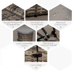 Outsunny 4-Seater Rattan Garden Furniture Set With Canopy - Grey - 862-021V70 15 Outsunny 4-Seater Rattan Garden Furniture Set With Canopy - Grey - 862-021V70 -OUTSUNNY Sales Shop o u outsunny 862 021v70 5