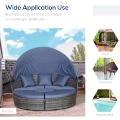 Outsunny 4-Seater Rattan Garden Furniture Set With Canopy - Grey/Blue - 862-021V70GY -OUTSUNNY Sales Shop o u outsunny 862 021v70gy 2