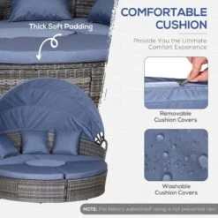 Outsunny 4-Seater Rattan Garden Furniture Set With Canopy - Grey/Blue - 862-021V70GY -OUTSUNNY Sales Shop o u outsunny 862 021v70gy 4