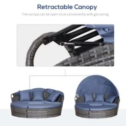 Outsunny 4-Seater Rattan Garden Furniture Set With Canopy - Grey/Blue - 862-021V70GY -OUTSUNNY Sales Shop o u outsunny 862 021v70gy 5