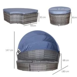 Outsunny 4-Seater Rattan Garden Furniture Set With Canopy - Grey/Blue - 862-021V70GY -OUTSUNNY Sales Shop o u outsunny 862 021v70gy dimensions
