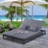 Outsunny 2 Seater Rattan Reclining Sun Lounger Set - Grey - 862-023V71BK 3 Outsunny 2 Seater Rattan Reclining Sun Lounger Set - Grey - 862-023V71BK -OUTSUNNY Sales Shop o u outsunny 862 023v71bk