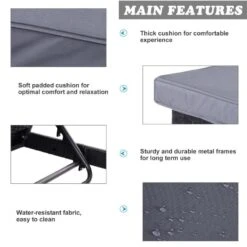 Outsunny 2 Seater Rattan Reclining Sun Lounger Set - Grey - 862-023V71BK -OUTSUNNY Sales Shop o u outsunny 862 023v71bk 2