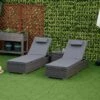 Outsunny 2 Seater Rattan Reclining Sun Lounger Set With Table - Grey - 862-024V01 -OUTSUNNY Sales Shop o u outsunny 862 024v01