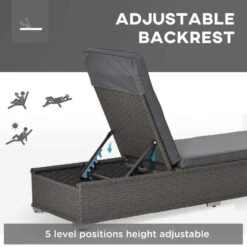 Outsunny 2 Seater Rattan Reclining Sun Lounger Set With Table - Grey - 862-024V01 15 Outsunny 2 Seater Rattan Reclining Sun Lounger Set With Table - Grey - 862-024V01 -OUTSUNNY Sales Shop o u outsunny 862 024v01 4