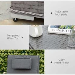 Outsunny 2 Seater Rattan Reclining Sun Lounger Set With Table - Grey - 862-024V01 16 Outsunny 2 Seater Rattan Reclining Sun Lounger Set With Table - Grey - 862-024V01 -OUTSUNNY Sales Shop o u outsunny 862 024v01 5