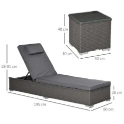 Outsunny 2 Seater Rattan Reclining Sun Lounger Set With Table - Grey - 862-024V01 12 Outsunny 2 Seater Rattan Reclining Sun Lounger Set With Table - Grey - 862-024V01 -OUTSUNNY Sales Shop o u outsunny 862 024v01 dimensions