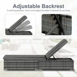 Outsunny Rattan Reclining Sun Lounger - Grey - 862-025 14 Outsunny Rattan Reclining Sun Lounger - Grey - 862-025 -OUTSUNNY Sales Shop o u outsunny 862 025 3