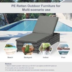 Outsunny Rattan Reclining Sun Lounger - Grey - 862-025 16 Outsunny Rattan Reclining Sun Lounger - Grey - 862-025 -OUTSUNNY Sales Shop o u outsunny 862 025 5