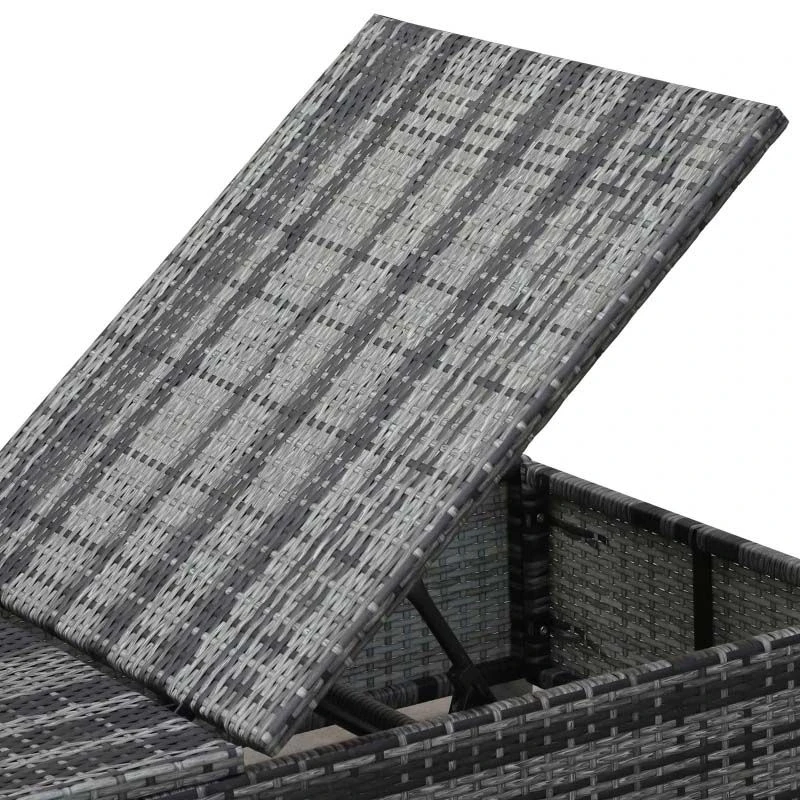Outsunny Rattan Reclining Sun Lounger - Grey - 862-025 8 Outsunny Rattan Reclining Sun Lounger - Grey - 862-025 - Image 8