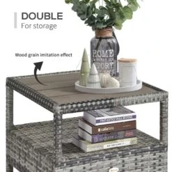 Outsunny 2-Seater Rattan Reclining Sun Lounger Set - Reclining - Grey - 862-032V70 -OUTSUNNY Sales Shop o u outsunny 862 032v70 4