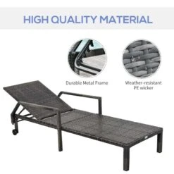 Outsunny Rattan Reclining Sun Lounger - Grey - 862-035V70 13 Outsunny Rattan Reclining Sun Lounger - Grey - 862-035V70 -OUTSUNNY Sales Shop o u outsunny 862 035v70 3