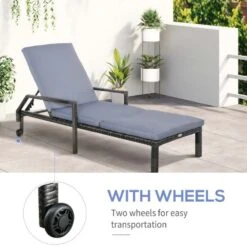 Outsunny Rattan Reclining Sun Lounger - Grey - 862-035V70 14 Outsunny Rattan Reclining Sun Lounger - Grey - 862-035V70 -OUTSUNNY Sales Shop o u outsunny 862 035v70 4