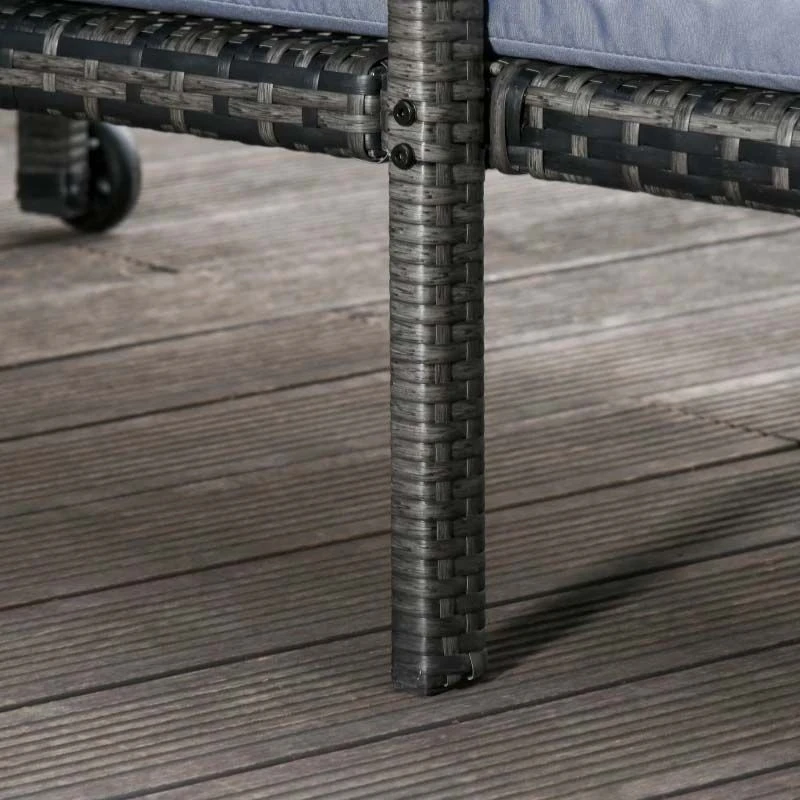 Outsunny Rattan Reclining Sun Lounger - Grey - 862-035V70 8 Outsunny Rattan Reclining Sun Lounger - Grey - 862-035V70 - Image 8