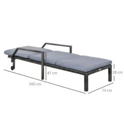 Outsunny Rattan Reclining Sun Lounger - Grey - 862-035V70 11 Outsunny Rattan Reclining Sun Lounger - Grey - 862-035V70 -OUTSUNNY Sales Shop o u outsunny 862 035v70 dimensions