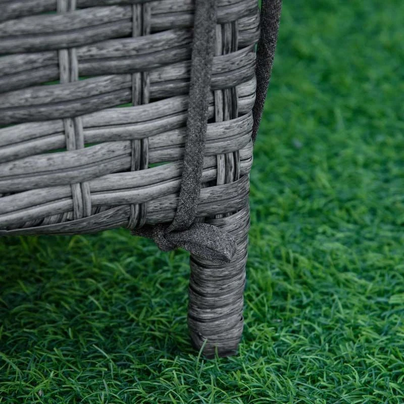 Outsunny Rattan Reclining Sun Lounger - Grey - 862-044V70GY 8 Outsunny Rattan Reclining Sun Lounger - Grey - 862-044V70GY - Image 8