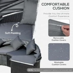 Outsunny 4 Piece Rattan Garden Day Bed - Grey - 862-056V70 -OUTSUNNY Sales Shop o u outsunny 862 056v70 3