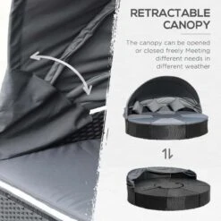 Outsunny 4 Piece Rattan Garden Day Bed - Grey - 862-056V70 -OUTSUNNY Sales Shop o u outsunny 862 056v70 4