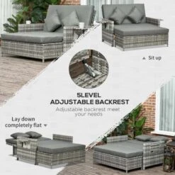 Outsunny 2-Seater Rattan Garden Furniture Set - Grey - 862-057V71GY -OUTSUNNY Sales Shop o u outsunny 862 057v71gy 2