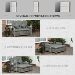 Outsunny 2-Seater Rattan Garden Furniture Set - Grey - 862-057V71GY -OUTSUNNY Sales Shop o u outsunny 862 057v71gy 3