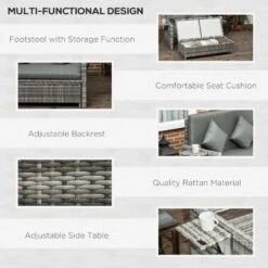 Outsunny 2-Seater Rattan Garden Furniture Set - Grey - 862-057V71GY -OUTSUNNY Sales Shop o u outsunny 862 057v71gy 4