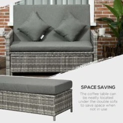 Outsunny 2-Seater Rattan Garden Furniture Set - Grey - 862-057V71GY -OUTSUNNY Sales Shop o u outsunny 862 057v71gy 5