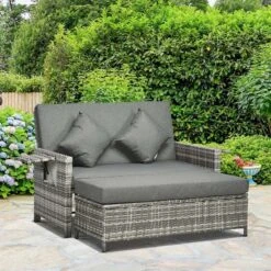 Outsunny 2-Seater Rattan Garden Furniture Set - Grey - 862-057V71GY -OUTSUNNY Sales Shop o u outsunny 862 057v71gy lifestyle