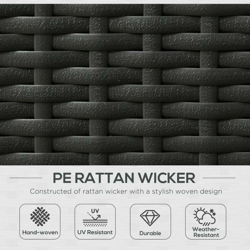 Outsunny 5 Piece Rattan Sun Lounger Set - Black - 862-067V71BK 4 Outsunny 5 Piece Rattan Sun Lounger Set - Black - 862-067V71BK - Image 4