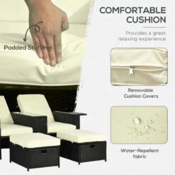 Outsunny 5 Piece Rattan Sun Lounger Set - Black - 862-067V71BK 14 Outsunny 5 Piece Rattan Sun Lounger Set - Black - 862-067V71BK -OUTSUNNY Sales Shop o u outsunny 862 067v71bk 3