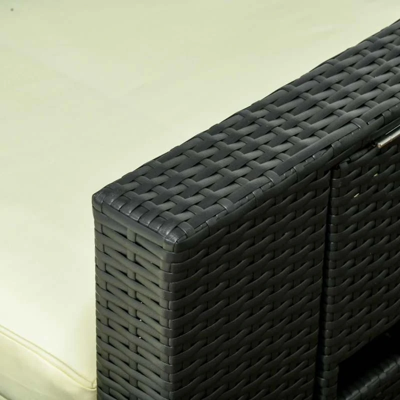 Outsunny 5 Piece Rattan Sun Lounger Set - Black - 862-067V71BK 9 Outsunny 5 Piece Rattan Sun Lounger Set - Black - 862-067V71BK - Image 9