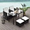 Outsunny 4-Seater Rattan Table & Chair Set - Black & Creamy White - 863-009BK 21 Outsunny 4-Seater Rattan Table & Chair Set - Black & Creamy White - 863-009BK -OUTSUNNY Sales Shop o u outsunny 863 009bk