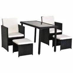 Outsunny 4-Seater Rattan Table & Chair Set - Black & Creamy White - 863-009BK 12 Outsunny 4-Seater Rattan Table & Chair Set - Black & Creamy White - 863-009BK -OUTSUNNY Sales Shop o u outsunny 863 009bk full set