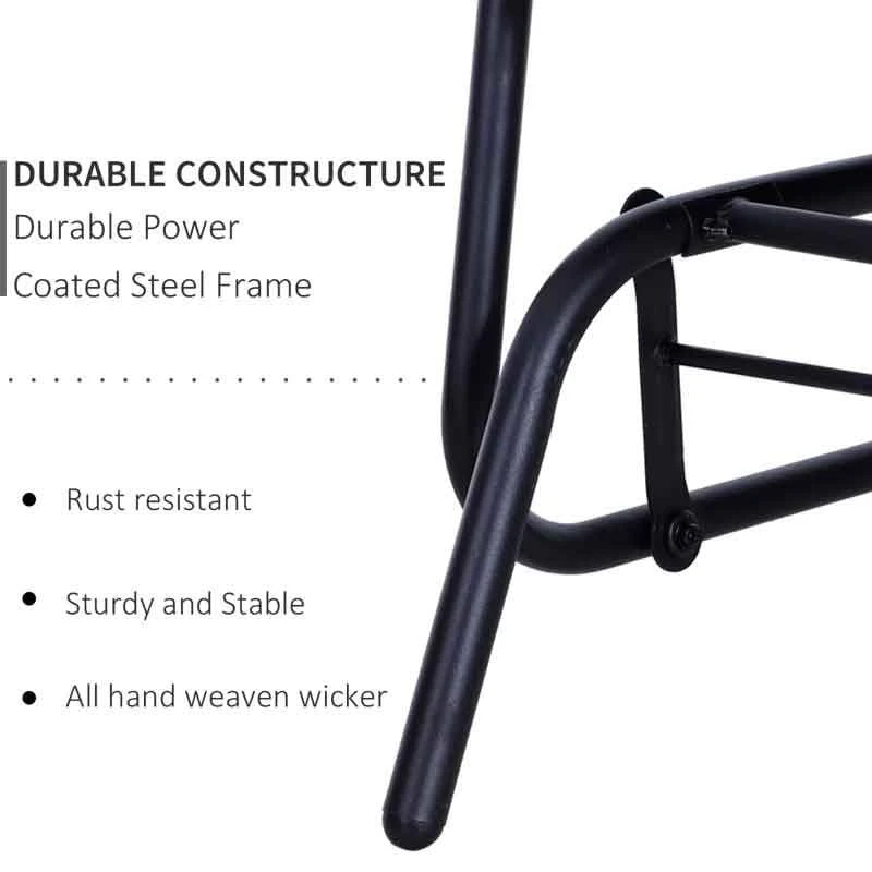 Outsunny 2 Seater Wicker Garden Bench 760x1200x900mm - Black - 867-002 5 Outsunny 2 Seater Wicker Garden Bench 760x1200x900mm - Black - 867-002 - Image 5