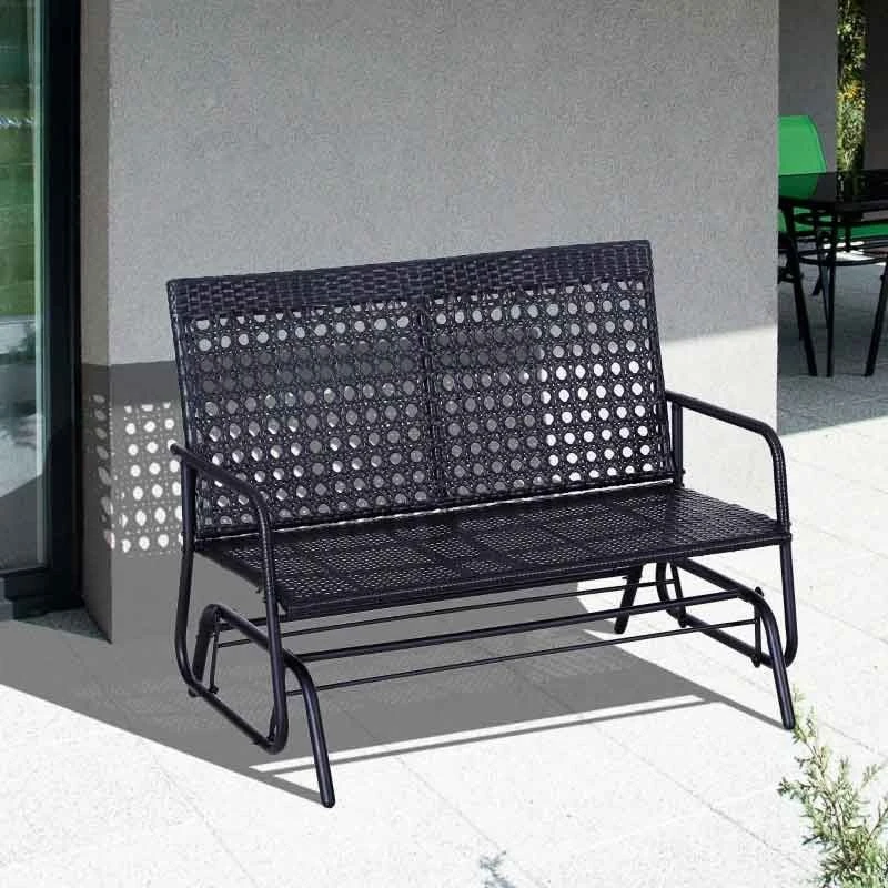 Outsunny 2 Seater Wicker Garden Bench 760x1200x900mm - Black - 867-002 1 Outsunny 2 Seater Wicker Garden Bench 760x1200x900mm - Black - 867-002