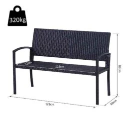 Outsunny Rattan 2-Seater Loveseat Garden Bench - Black - 867-022 -OUTSUNNY Sales Shop o u outsunny 867 022 dimensions