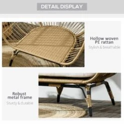 Outsunny PE Round Rattan Egg Chair With Cushions - Khaki - 867-124V00KK -OUTSUNNY Sales Shop o u outsunny 867 124v00kk details