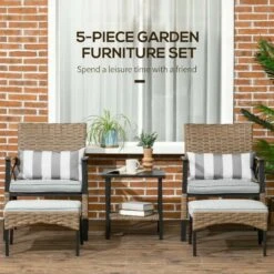 Outsunny 2-Seater Rattan Garden Furniture Set - Khaki/Grey - 867-146V70KK 12 Outsunny 2-Seater Rattan Garden Furniture Set - Khaki/Grey - 867-146V70KK -OUTSUNNY Sales Shop o u outsunny 867 146v70kk 2