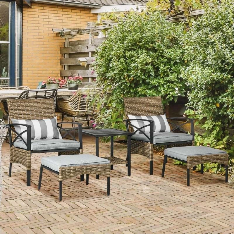 Outsunny 2-Seater Rattan Garden Furniture Set - Khaki/Grey - 867-146V70KK 9 Outsunny 2-Seater Rattan Garden Furniture Set - Khaki/Grey - 867-146V70KK - Image 9