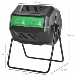 Outsunny 160 Litre Dual Rotating Garden Compost Bin - Black - 845-490BK -OUTSUNNY Sales Shop o u outusnny 845 490bk 2