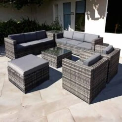 Oseasons® Malta Rattan 9 Seater U-Shape Set - Walnut Grey - 106278
