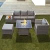 Oseasons® Acorn Rattan 5 Seat Firepit Lounge Set - Dove Grey - 106899 -OUTSUNNY Sales Shop oseasons 106899 main image